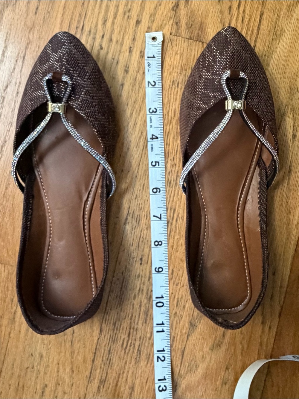 Desi style brown shoes flats 9 with rhinestones